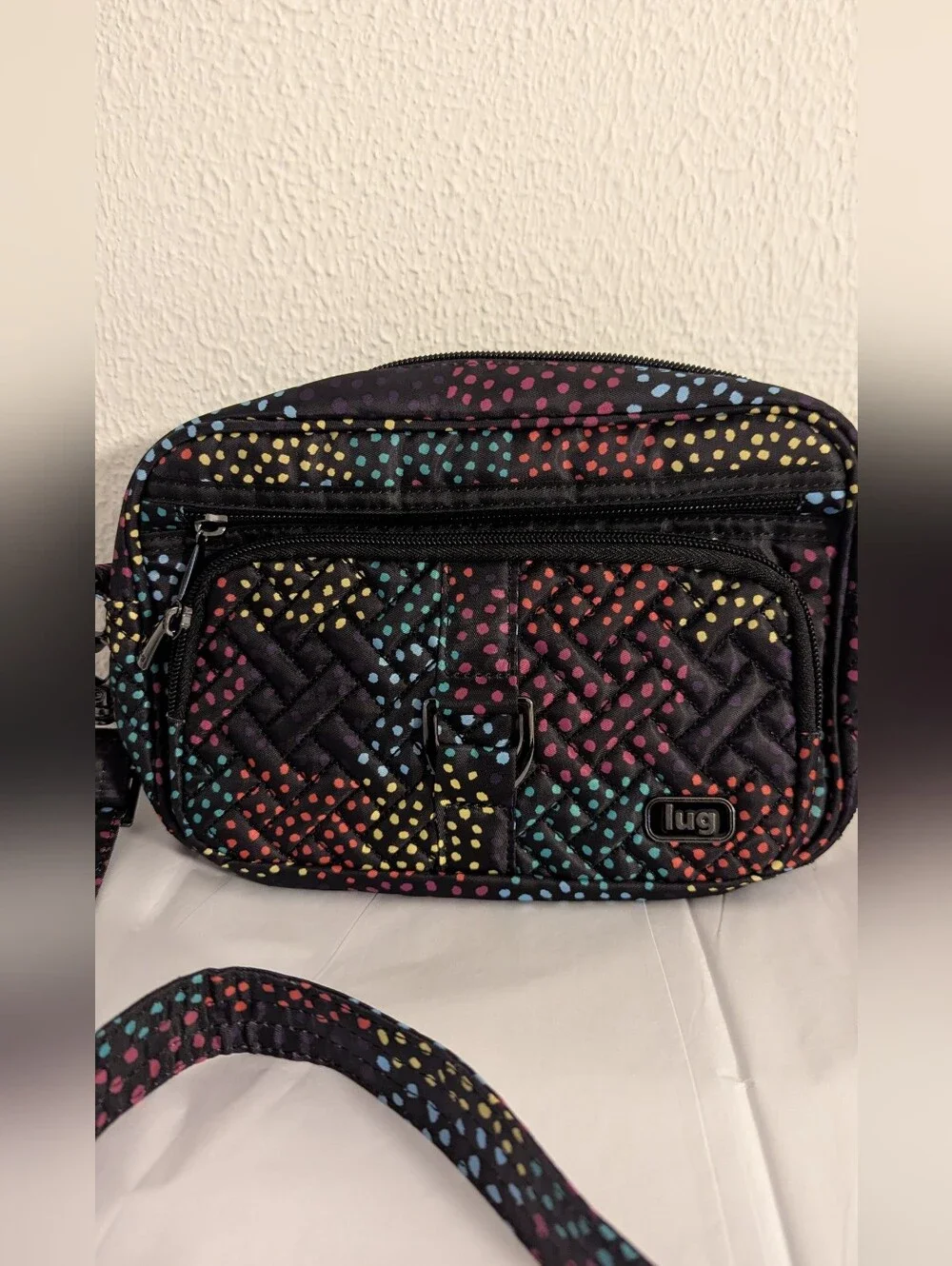 Lug Carousel Black Colorful Dots  Convertible Crossbody Belt Hip Bag Purse